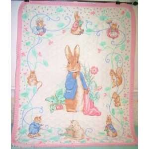 Beatrix Potter Peter Rabbit Quilted Pink Girl Blanket