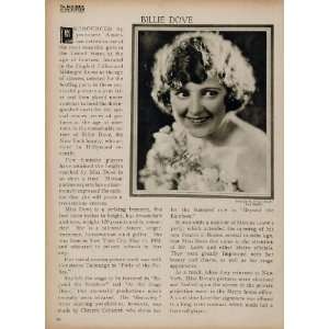  1923 Billie Dove Silent Film Actress Biography Print 