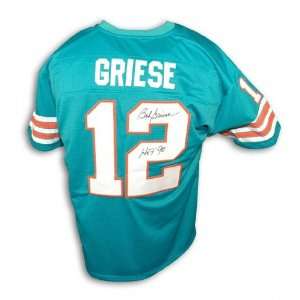 Bob Griese Autographed/Hand Signed Teal Jersey with HOF 90 Inscription