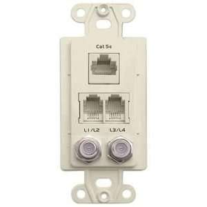   PDC DATA/TELEPHONE/COAXIAL QUICK CONNECTION D CORA WALL PLATE (ALMOND