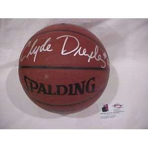 Clyde Drexler Autographed Houston Rockets Full Size Spalding 