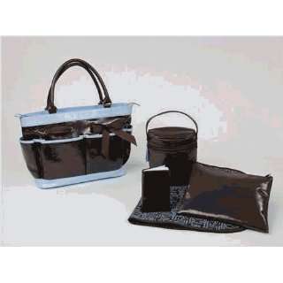 Cynthia Rowley Designer Diaper Bags, Chocolate/Light Blue, 5 piece set 