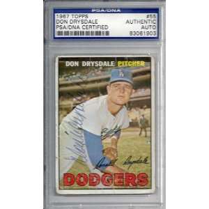 Don Drysdale Autographed 1967 Topps Card PSA/DNA