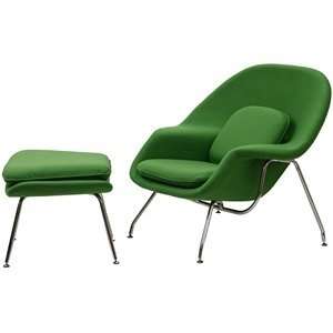  Eero Saarinen Style Womb Chair and Ottoman Set in Green 