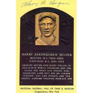  Harry Hooper Autographed Baseball HOF Plaque Sports 