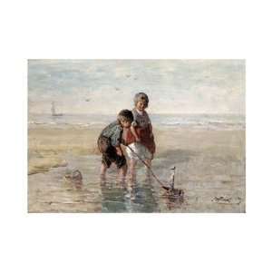  Children Playing By The Seaside by Jozef Israels . Art 