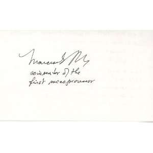 Marcian Hoff Co Inventory of the first Microprocessor Autographed 3x5 