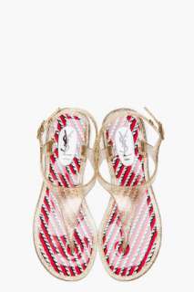 Yves Saint Laurent Gold Tone Printy Sandals for women  