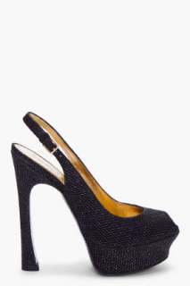 Yves Saint Laurent Black Palais Sparkly Slingbacks for women  