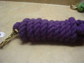 10 ft Purple Cotton Lead Line Rope Brass Snap Horse  