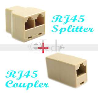 RJ45 CAT5 6 LAN Ethernet Splitter Adapter + Extender Coupler Jointer 