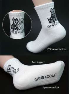 3pr AHN GOLF Womens Cushion Arch Ankle Socks White 9 11  
