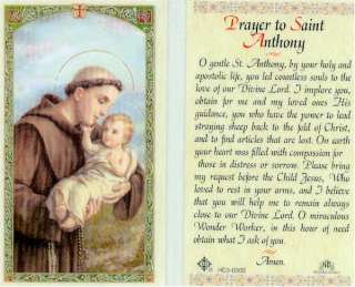 New Prayer Saint Anthony Holy Card   Find Lost Articles  
