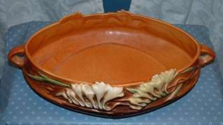 VINTAGE ROSEVILLE POTTERY BROWN FREESIA CONSOLE BOWL   466 10 