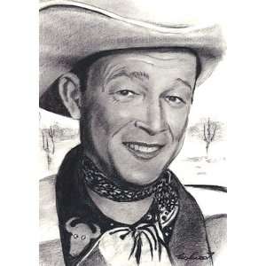 Roy Rogers Celebrity Portrait Charcoal Drawing Matted 16 X 20