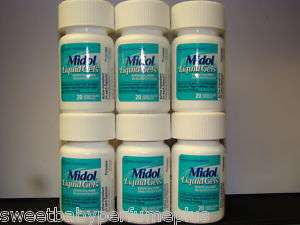 Midol liquid Gels 6x 20 Liquid Filled Capsules  