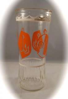 Vintage Anchor Hocking Fish & Hook Orange White Beverage Glass  