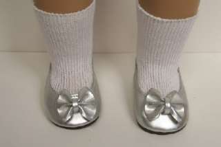 SILVER Flats w/Bow Doll Shoes For AMERICAN GIRL♥  