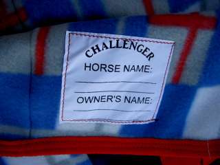 Horse Polar Fleece Sheet Cooler Blanket Blue Red 64  