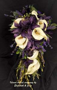 BRIDE WEDDING FLOWERS SILK BOUQUET LILY/Lapis Cream  