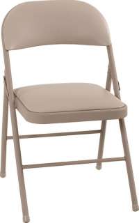 Set of 4 Folding Chairs With Vinyl Padded Seat (Antique  