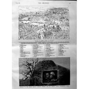    1884 PLAN LONDON MEMORIAL THEODORE ROUSSEAU MILLET