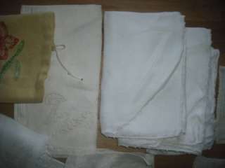 HUGE LOT 65 Pc Vintage Linens EUC & CUTTERS Embroidered Lace 