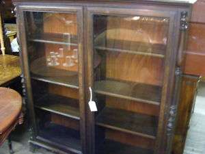   Bookcase Book Case Glass Doors Dish Cabinet Old Style Lock Furniture