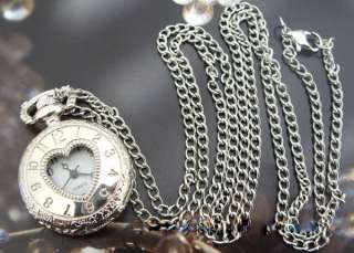 3664 Retro Heart Pocket watch necklace  