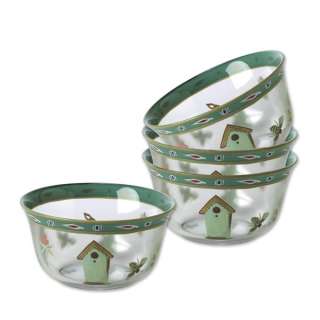   Hand painted Glass Dessert Bowls, Set of 4 025398034208  