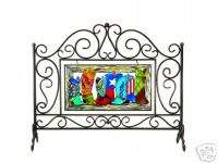 WESTERN COWBOY BOOTS * STAINED GLASS FIREPLACE SCREEN  