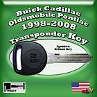 PK3 Transponder Ignition Door Key Blank  Buick Caddy Olds 