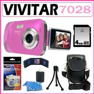  Vivitar ViviCam iTwist 7028 Digital Camera in Pink + 4GB 