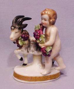 Erphilia Germany Mini Putti Cherub with Goat & Grapes  