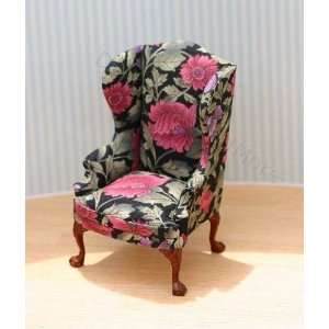  Dollhouse Miniature Upholstered Wing Chair in Cotton 