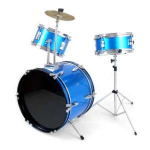  Titan 3 Piece Junior Drum Set Metallic Blue Musical 