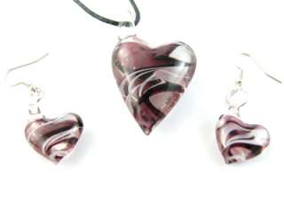   MultiColors Heart Shape Murano Lampwork Glass Pendant Chain Necklace