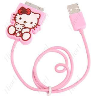 Hello Kitty USB Data Line Charging Cable iPod iPhone 4 4g 4gs New Cute 