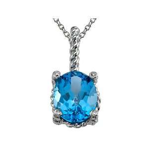   Genuine Blue Topaz Pendant by Effy Collection® in 14 kt White Gold
