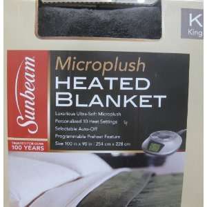   Microplush Heated Electric Blanket   King Size Brown