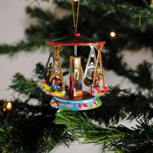 TIN TOY ORNAMENT CAROUSEL Merry Go Round Christmas Tree Retro 