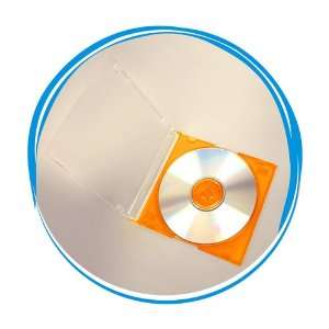   Jewel Case Clear Cover Translucent Orange Base   25 Cases Office