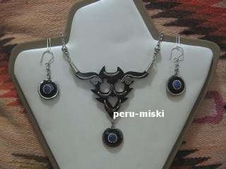 10 BULL HORN NECKLACES EARRINGS Peruvian Jewelry 5 SETS  