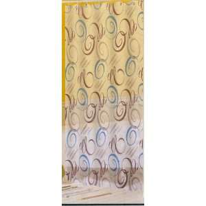 Blue & Brown Swirls Vinyl Shower Curtain 