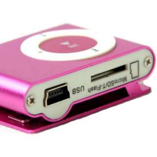 Mini Clip Metal  Player For 2GB 4GB SD/TF Card Pink  