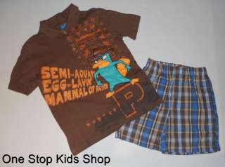 PERRY THE PLATYPUS Boy 4 5 6 7 8 Set OUTFIT Shirt Shorts PHINEAS AND 