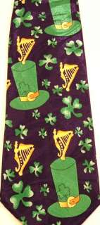 Luck Of The Irish Gaelic Celtic Harp Top Hat Necktie  