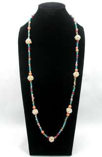 Freshwater Pearl Howlite Turquoise Jade Long Necklace 34  