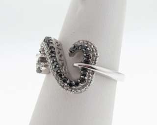 Open Hearts by Jane Seymour Black White Diamonds 14k White Gold Ring 
