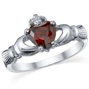   Claddagh Friendship & Love Red Garnet Heart CZ Ring Size 4 Jewelry
